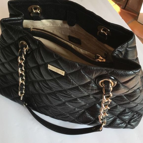 Kate Spade Black Quilted Handbag, Large, EUC - Picture 7 of 8